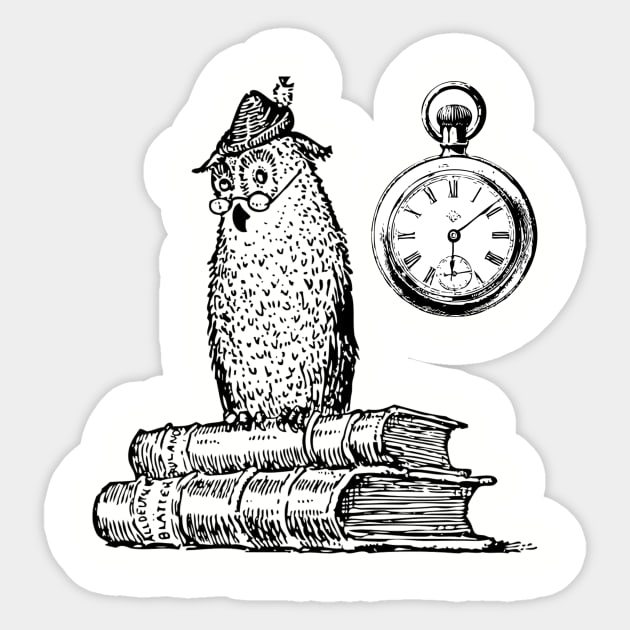 Owl book reading Sticker by teedesign20